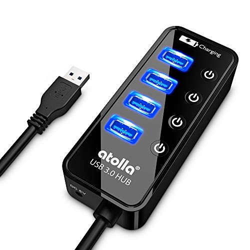 atolla USB 3.0 Hub, atolla 4 Ports Super Speed USB 3 Hub Splitter with On Off Switch with 1 USB Charging Port (Cable Length 2 Feet, No AC Adapter) (4-Port hub) - Image 1