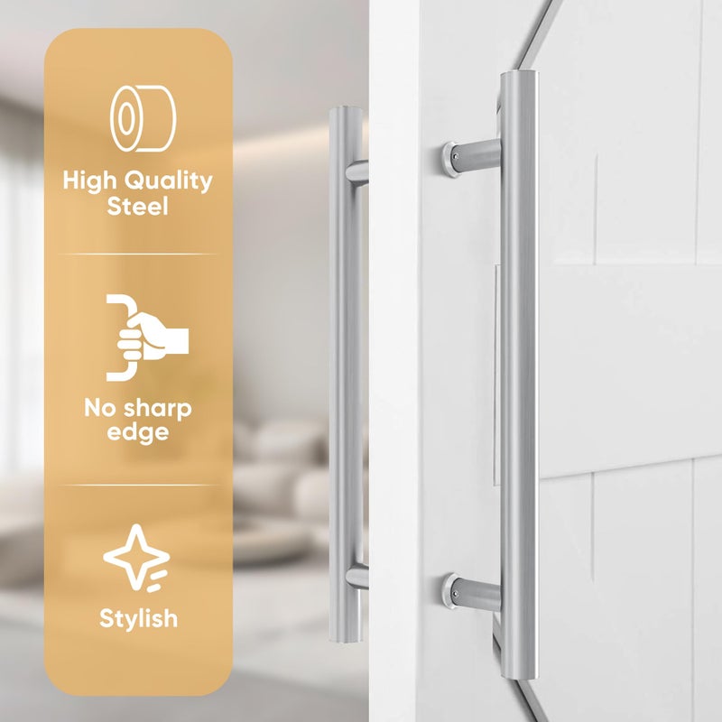 JUBEST 16" Push Pull Door Handle, Stainless Steel Double Sided H Shape Sliding Doors Handle, Heavy Duty Swing Door Handles, Silver - Image 2