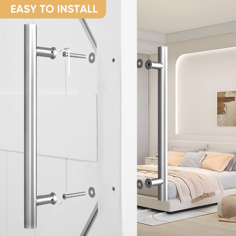 JUBEST 16" Push Pull Door Handle, Stainless Steel Double Sided H Shape Sliding Doors Handle, Heavy Duty Swing Door Handles, Silver - Image 4