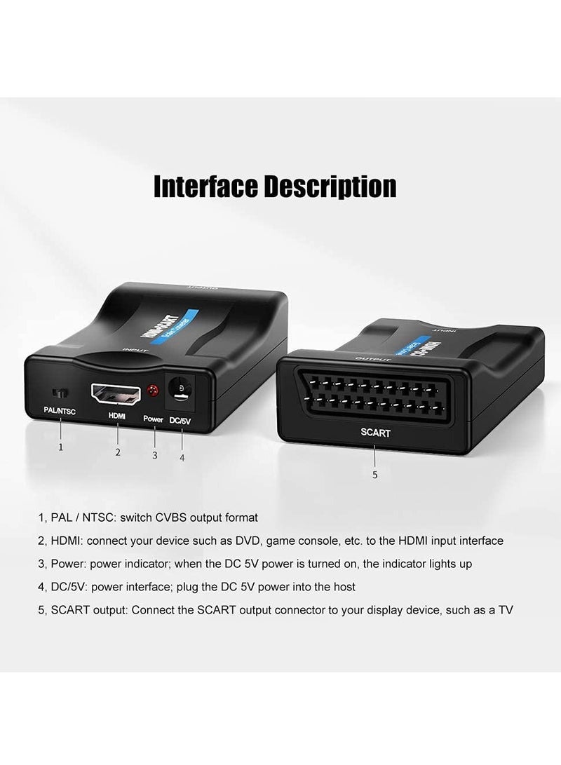 KASTWAVE HDMI to SCART Converter Adaptor, Convert Digital 1080P HDMI Video and Audio Signal to Analog SCART CVBS Signal, Support both PAL and NTSC Standard TV Format Output, for PS3 / Blue-DVD Player/STB - Image 3