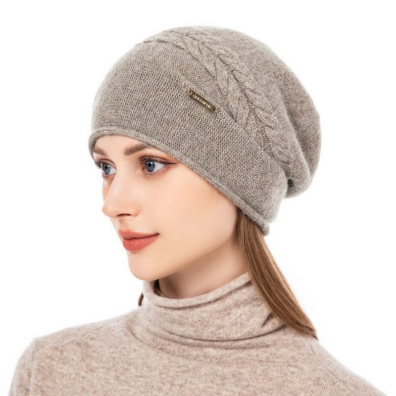 QUEENFUR Knit Slouchy Beanie Hats for Women Cashmere Ski Cap Knitted Wool Soft Warm Winter Hat - Image 2