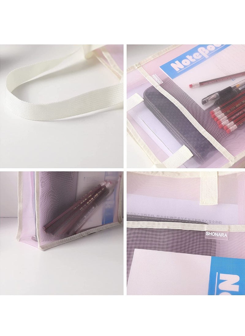 Excefore - Document Bag with Handle, Transparent mesh Document Bag, can Store A4 Size documents, PVC Receipt Holder, no Zipper Design, Provide Storage Space for Office, School and Family Travel - Image 1