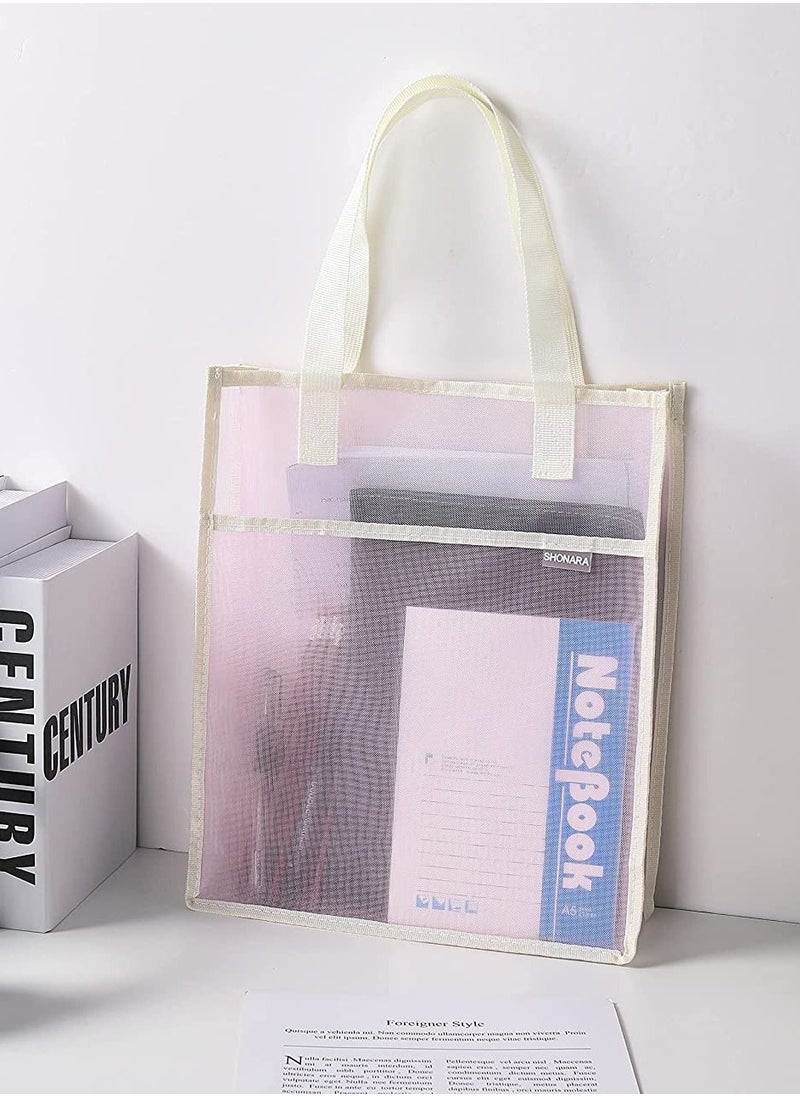 Excefore - Document Bag with Handle, Transparent mesh Document Bag, can Store A4 Size documents, PVC Receipt Holder, no Zipper Design, Provide Storage Space for Office, School and Family Travel - Image 1