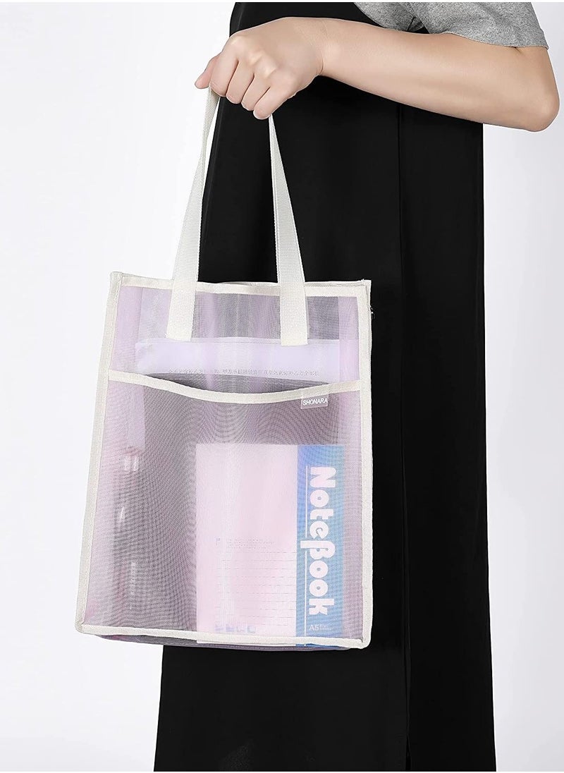 Excefore - Document Bag with Handle, Transparent mesh Document Bag, can Store A4 Size documents, PVC Receipt Holder, no Zipper Design, Provide Storage Space for Office, School and Family Travel - Image 1