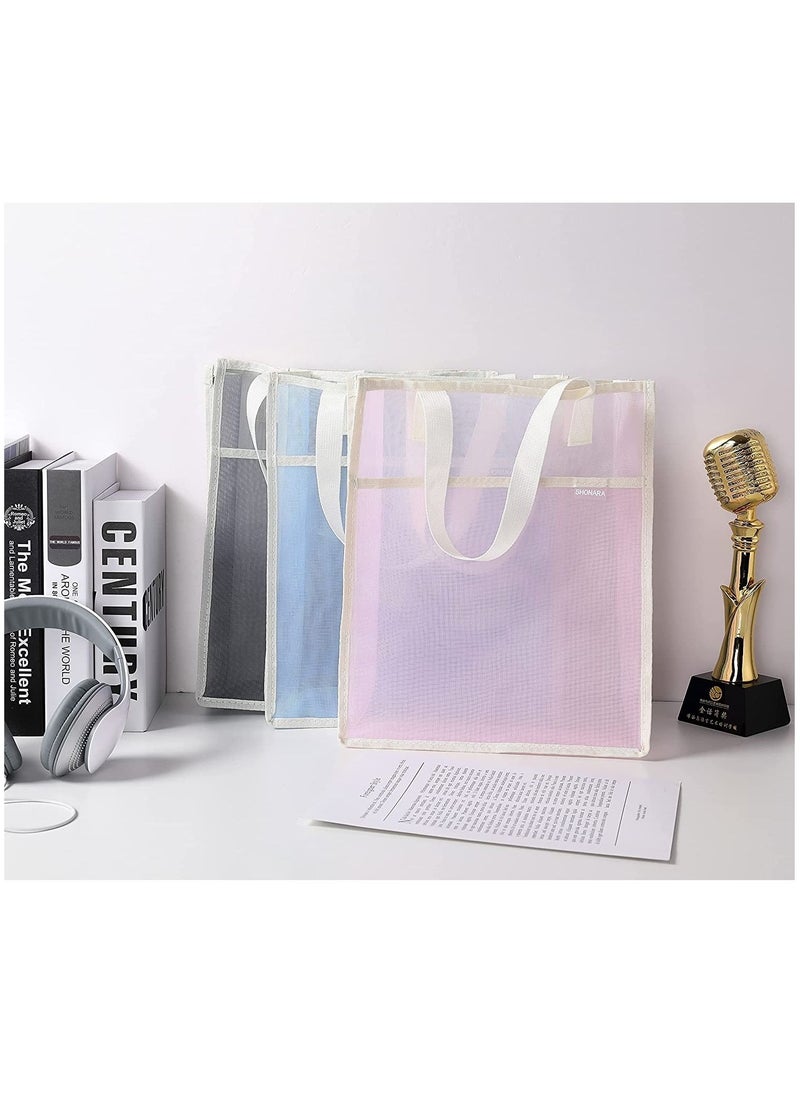 Excefore - Document Bag with Handle, Transparent mesh Document Bag, can Store A4 Size documents, PVC Receipt Holder, no Zipper Design, Provide Storage Space for Office, School and Family Travel - Image 1