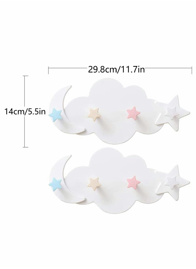 KASTWAVE 2 Pcs Moon Star Cloud Shape Wall Hooks, Nail- Free Creative Heavy Duty Clothes Hangers Keys Ring Holder Adhesive Wall Racks  - Image 2