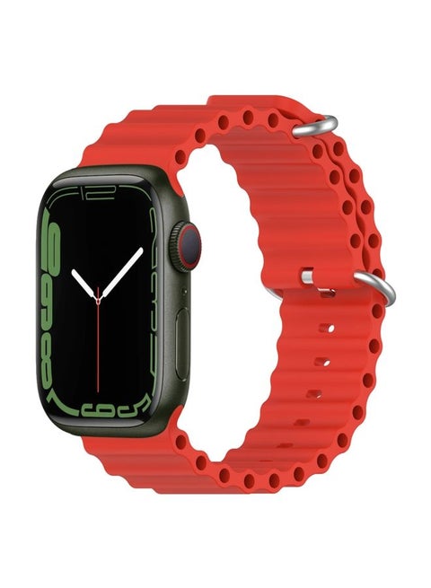 Replacement Strap Ocean Silicone Watch Band for Apple Watch Series 8&7 41mm / SE 2&6&SE&5&4 40mm / 3&2&1 38mm Red
