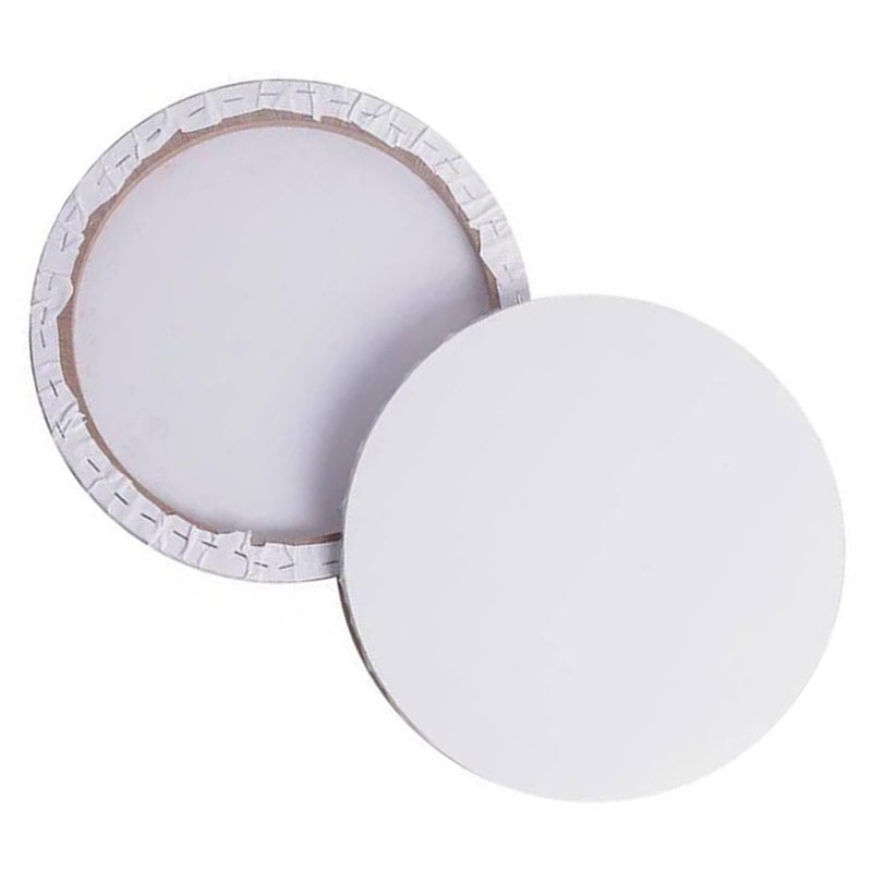 2 Pcs 20cm Painting Frame Cotton Round Thick Stretched Canvas Frame for Drawing Painting DIY (White) - Image 4