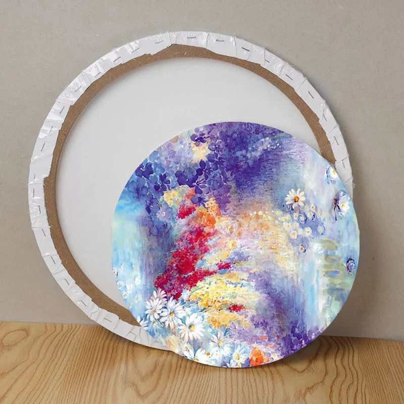 2 Pcs 20cm Painting Frame Cotton Round Thick Stretched Canvas Frame for Drawing Painting DIY (White) - Image 2