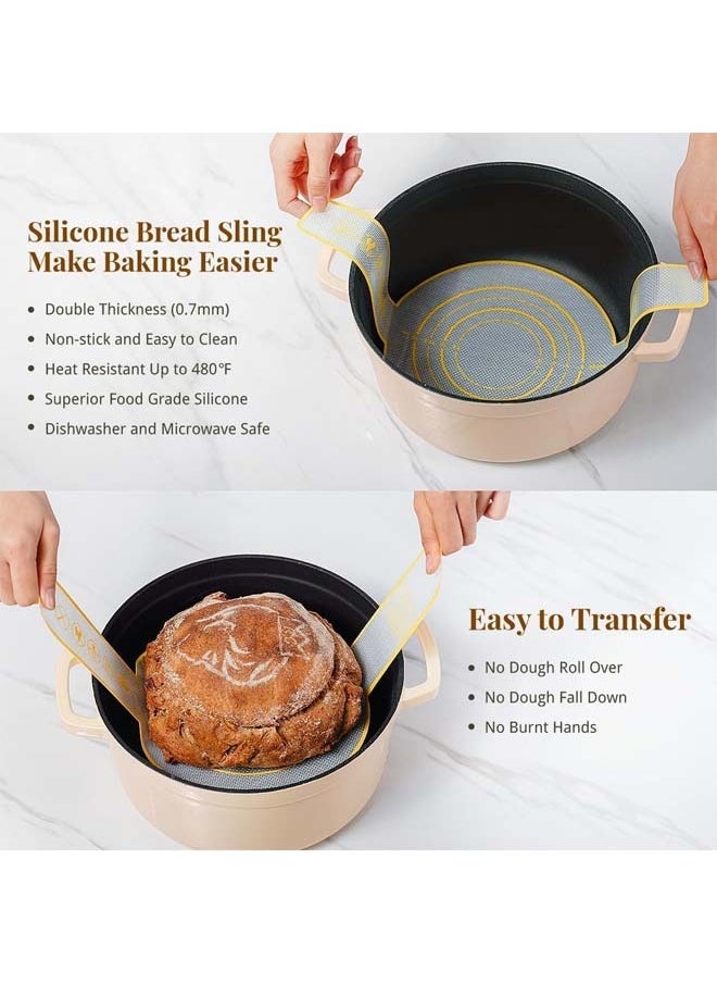 L&E Bread Proofing Basket Set: 9" Round & 10" Oval Banneton Basket, Sourdough Bread Baking Supplies with Bread Lame, Dough Whisk, Dough Scraper, Bread Sling Complete Bread Making Kit  - Image 3