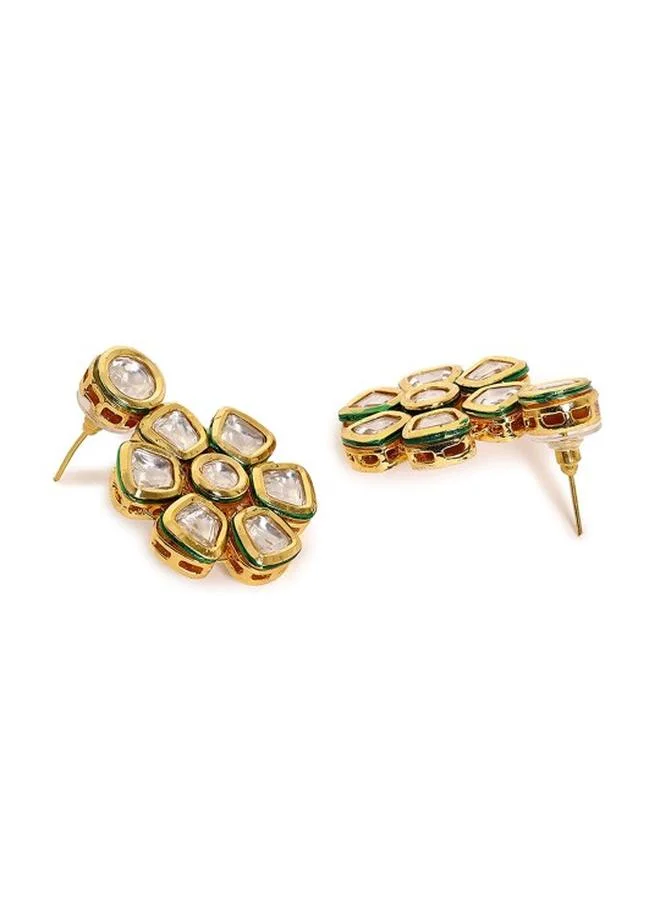 Priyaasi Elegant Women Brass Earrings with pattern and secured with Post and Back closure and styled in ideal for Ethnic moments — designed to make heads turn.
