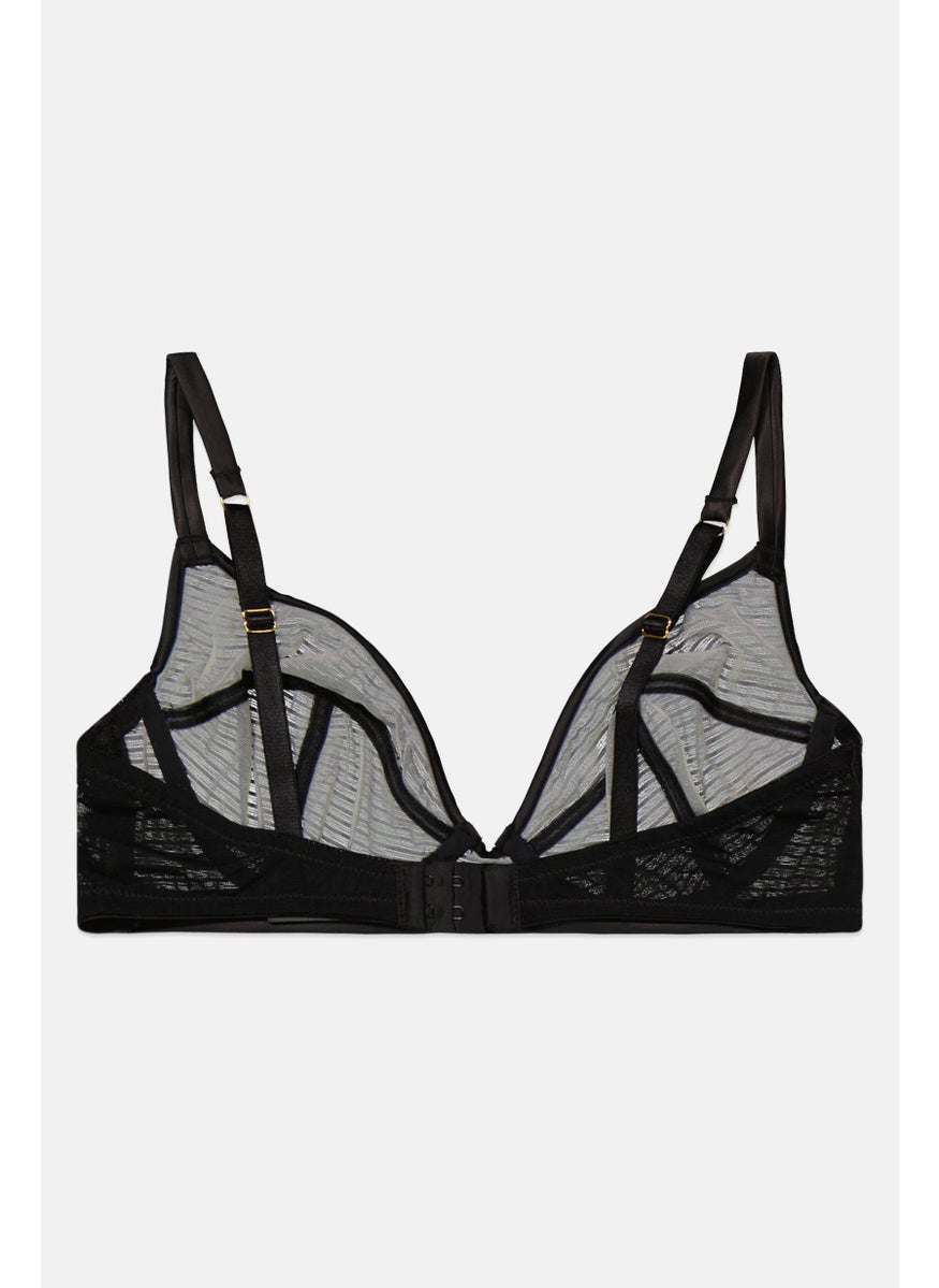 Figleaves Women Textured Non Padded Underwired Bra, Black  - Image 2