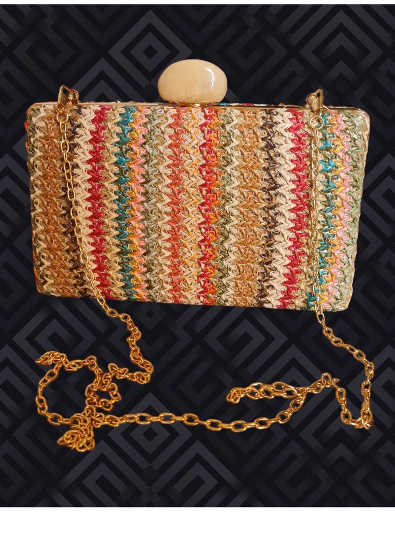 Elegant Women's Evening Clutch , Spacious Interior, Wear in Two Ways, Perfect for Parties & Special Occasions - Image 1