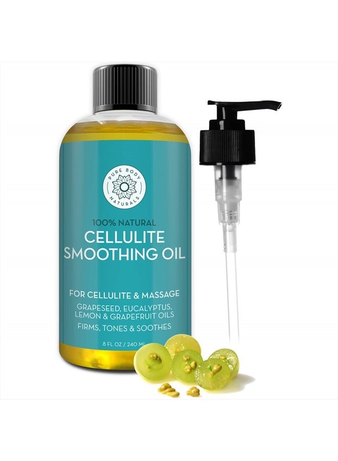 PURE BODY NATURALS Cellulite Massage Oil, 8 fl oz - Natural Anti Cellulite Massage Oil for Thighs and Butt - Chemical Free Body Oil Massage Treatment for Firming Stomach, Legs, and Arms - Image 1