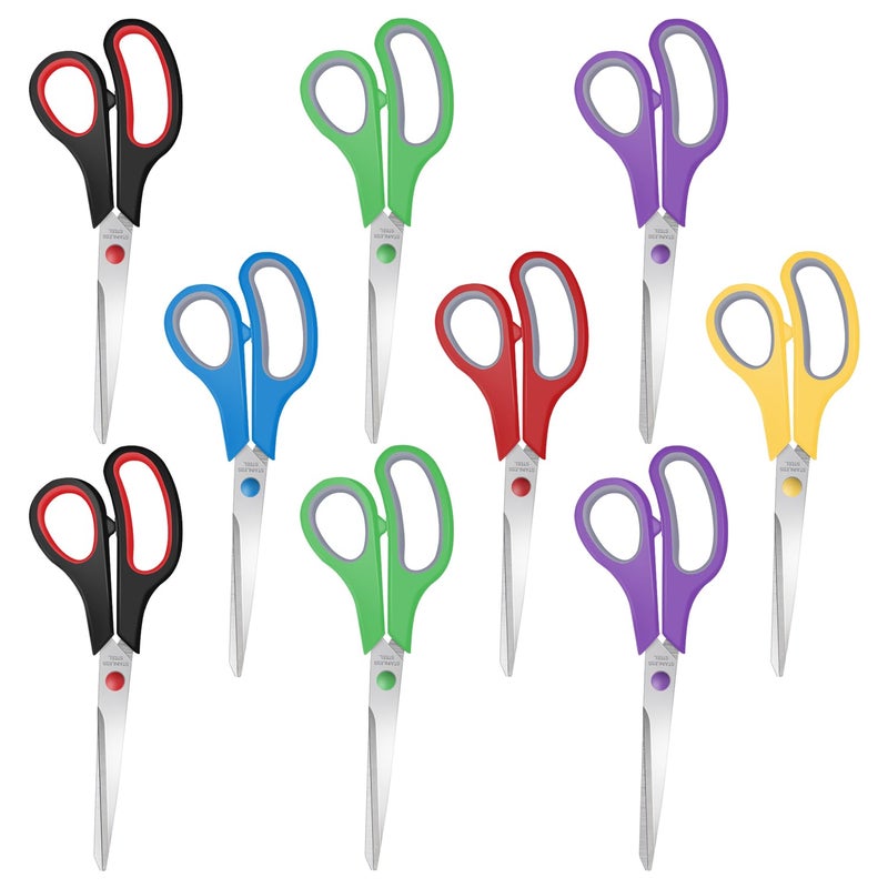 Xnluothsk 9 Packs 8" Sewing Craft Scissors Bulk,Multipurpose Heavy Duty Sharp Paper Scissors,Stainless Steel Shears for Home Office Student Teacher Supplies - Image 1