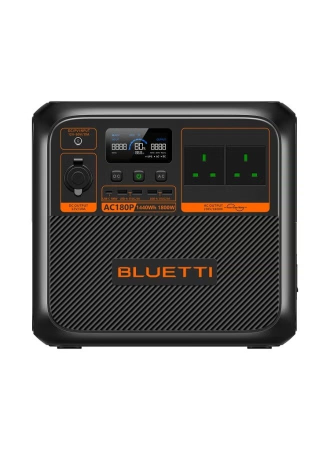 BLUETTI AC180P Portable Power Station, 1440Wh Backup Battery, 1800W AC Output, Solar Generator with Fast Charging, Power Backup for Outdoor Camping, Home Emergency & RV Use - Image 1
