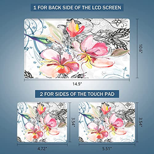 AORTDES Laptop Skin Sticker Decal 15-15.6 Inches, Universal Reusable Vinyl Sticker for 12.1 13 13.3 14 15.4 Inches Netbook/Notebook PC, Waterproof & Scratch-Resistant (Gorgeous Flowers) - Image 3