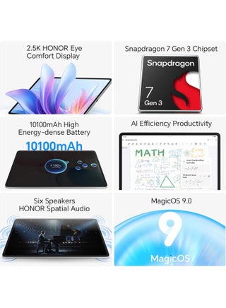 تابلت باد 10 واي فاي 8GB+256GB، شاشة 12.1 بوصة 120Hz 2.5K، معالج سناب دراجون 7 جين 3، بطارية 10100mAh، ستة مكبرات صوت أندرويد 15، رمادي - النسخة الدولية - view 2