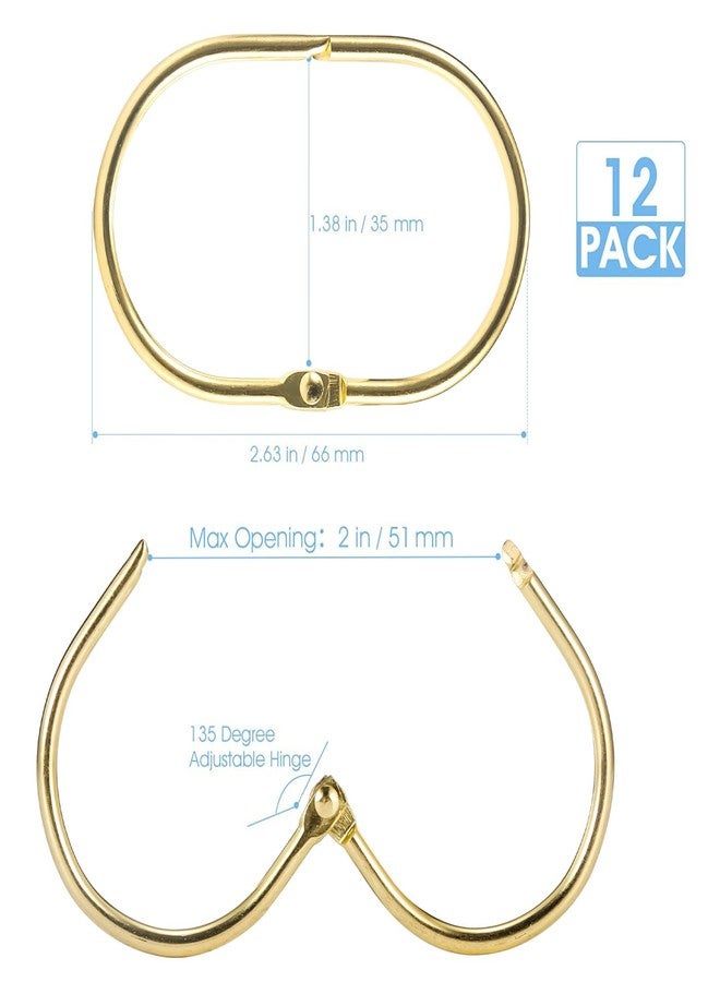 Goowin Shower Curtain Rings, 12 Pcs Shower Curtain Hooks, Oval Snap Shower Rings for Curtain, Metal Gold Shower Curtain Rings Rust Proof, Glide Smoothly Shower Hooks for Shower Curtain Rod (Gold) - Image 5