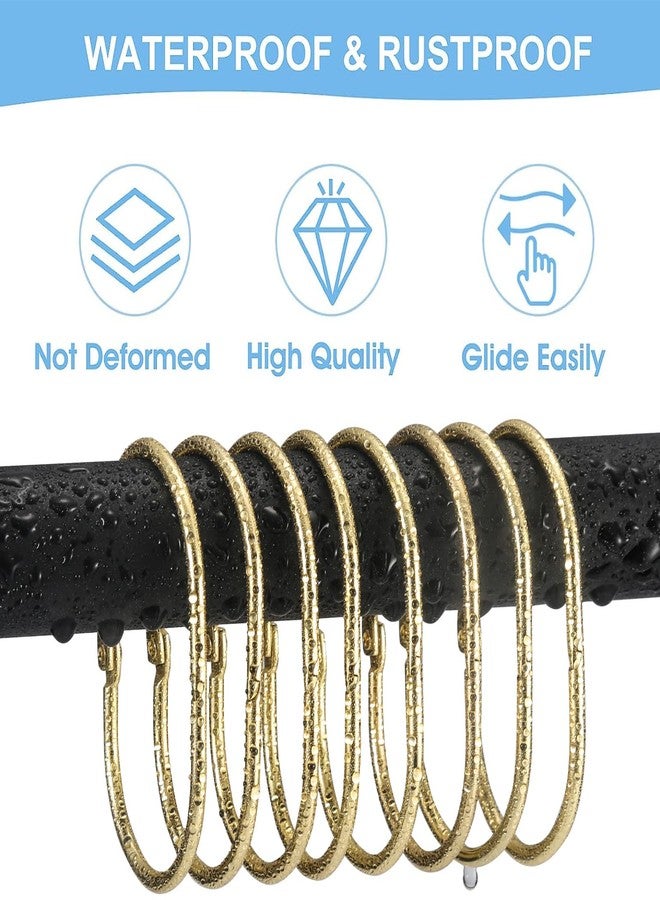 Goowin Shower Curtain Rings, 12 Pcs Shower Curtain Hooks, Oval Snap Shower Rings for Curtain, Metal Gold Shower Curtain Rings Rust Proof, Glide Smoothly Shower Hooks for Shower Curtain Rod (Gold) - Image 3
