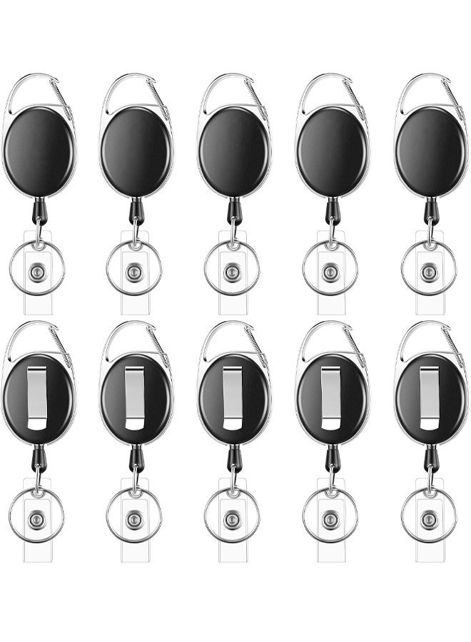 GUSGU 10 Packs Heave Duty Retractable Badge Reels with Carabiner Belt Clip and Key Ring, Badge Holders for ID Card Holders with 60cm Pull Cord for Office Work Employee - Image 1