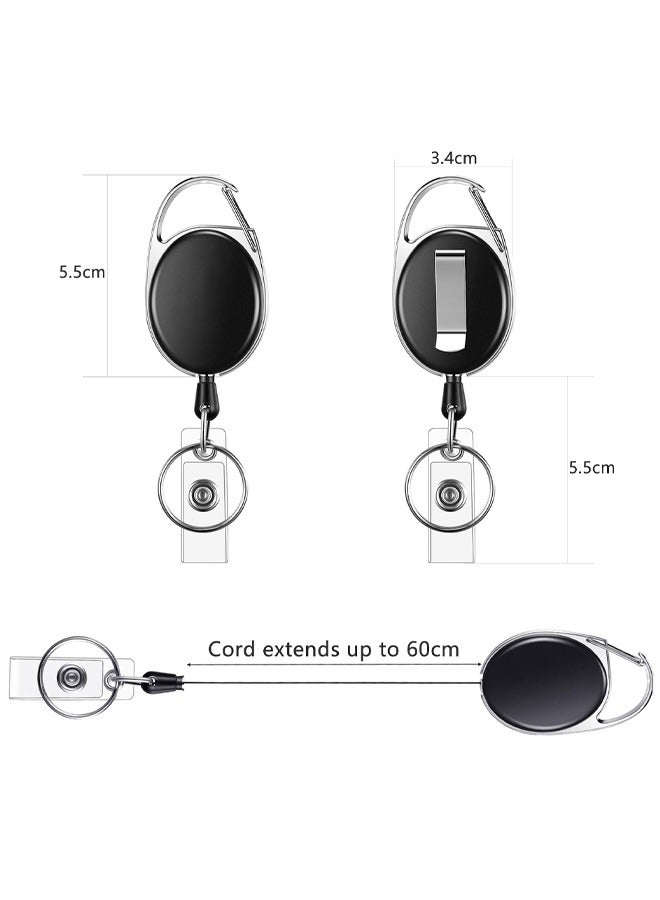 GUSGU 10 Packs Heave Duty Retractable Badge Reels with Carabiner Belt Clip and Key Ring, Badge Holders for ID Card Holders with 60cm Pull Cord for Office Work Employee - Image 2