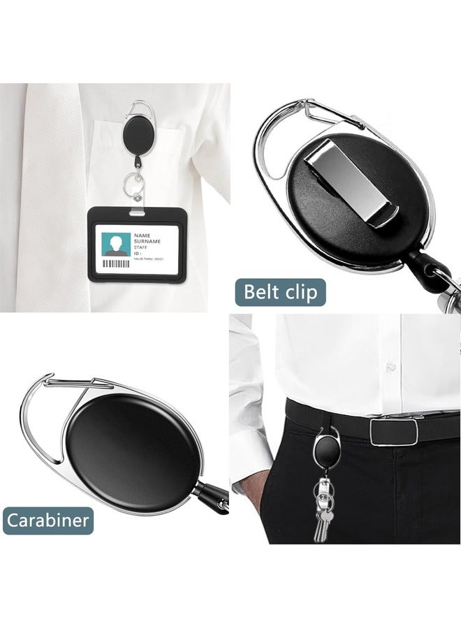 GUSGU 10 Packs Heave Duty Retractable Badge Reels with Carabiner Belt Clip and Key Ring, Badge Holders for ID Card Holders with 60cm Pull Cord for Office Work Employee - Image 3