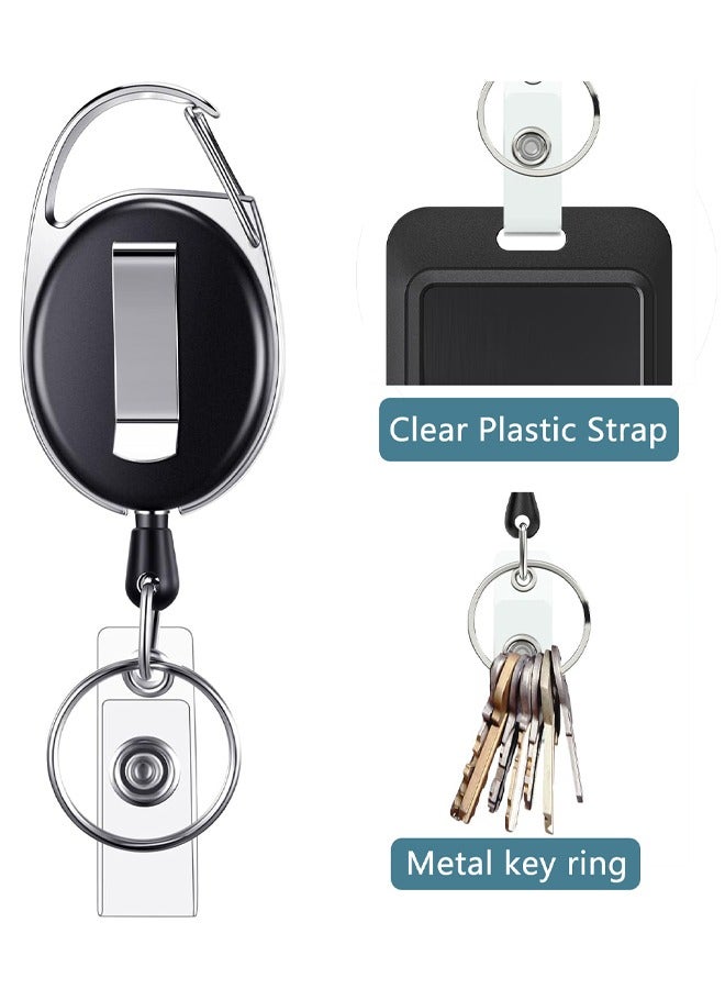 GUSGU 10 Packs Heave Duty Retractable Badge Reels with Carabiner Belt Clip and Key Ring, Badge Holders for ID Card Holders with 60cm Pull Cord for Office Work Employee - Image 4