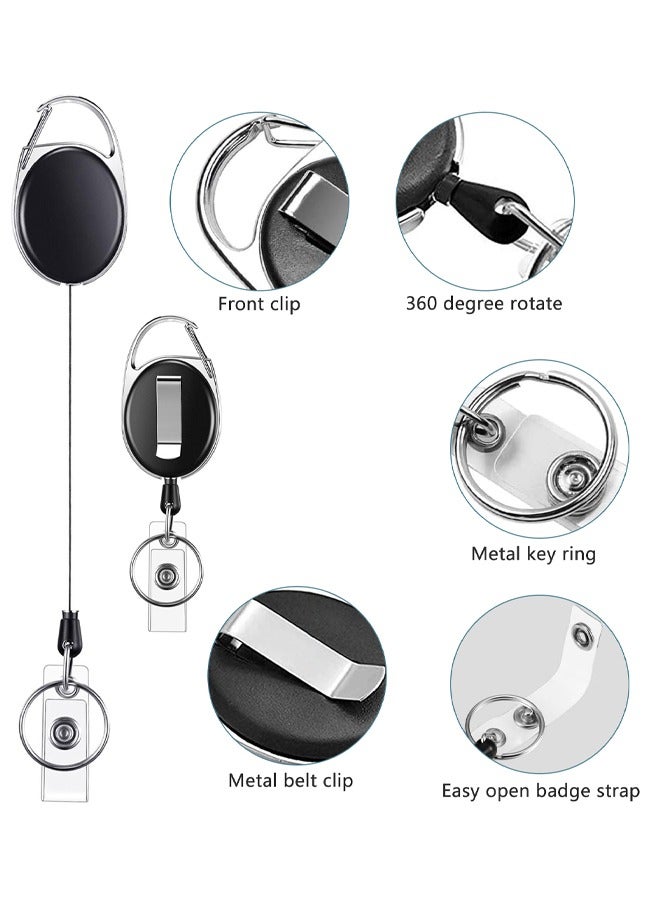 GUSGU 10 Packs Heave Duty Retractable Badge Reels with Carabiner Belt Clip and Key Ring, Badge Holders for ID Card Holders with 60cm Pull Cord for Office Work Employee - Image 5