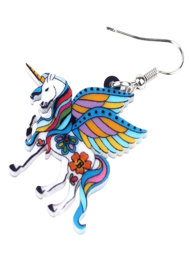 BONSNY Acrylic Unicorn Charm Statement Drop Dangle Earrings for Women Jewelry Gifts (Blue) - Image 4