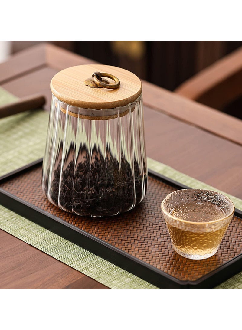 AUTOYSUR Glass Storage Jars with Airtight Lids, Decorative Coffee Bar Container with Airtight Bamboo Lid Metal Ring Canisters Sets for Home Kitchen Storing Candy, Cookie, Nuts, Oatmeal (Taper, 3pcs)  - Image 4