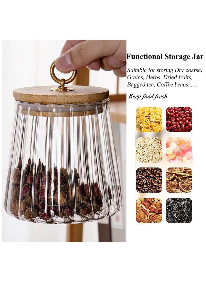 AUTOYSUR Glass Storage Jars with Airtight Lids, Decorative Coffee Bar Container with Airtight Bamboo Lid Metal Ring Canisters Sets for Home Kitchen Storing Candy, Cookie, Nuts, Oatmeal (Taper, 3pcs)  - Image 3
