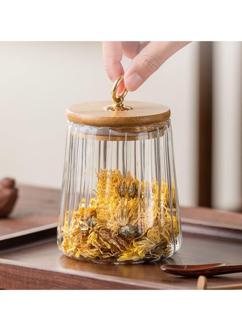 AUTOYSUR Glass Storage Jars with Airtight Lids, Decorative Coffee Bar Container with Airtight Bamboo Lid Metal Ring Canisters Sets for Home Kitchen Storing Candy, Cookie, Nuts, Oatmeal (Taper, 3pcs)  - Image 5