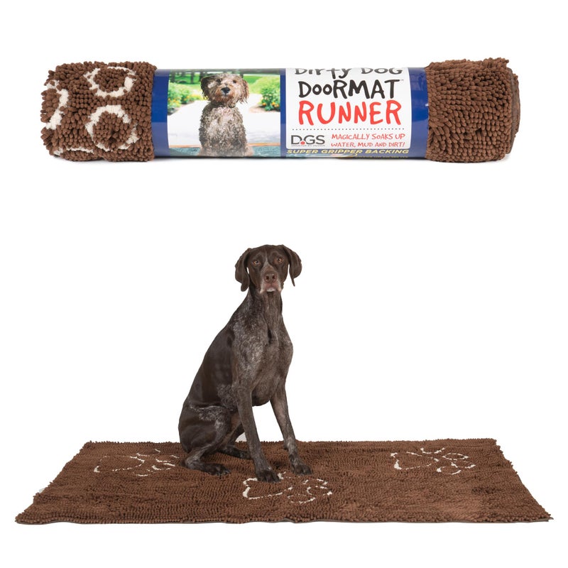 Dog Gone Smart Dirty Dog Doormat Fast Drying Rug with Super Gripper Backing for Clean Floors Super Absorbent and Machine Washable Mat for Muddy Paws Runner Almond