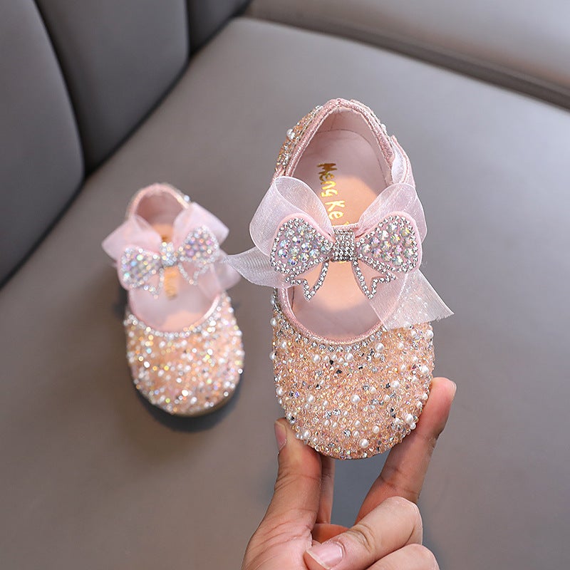2025 Korean Style Girls Princess Little Girl Princess Ribbon Baby Single Shoes Leather Shoes - Image 1