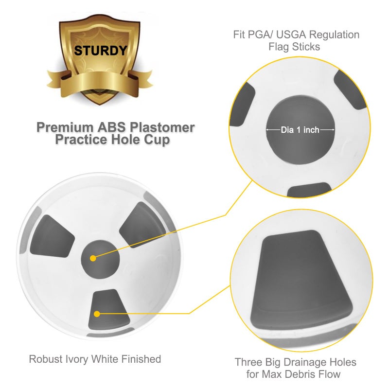 KINGTOP Golf Hole Cups for Practice Putting Green, Putting Cup, Outdoor | Indoor, Fit USGA | PGA Regulations, Ivory White, 4" Depth, 2-Pack - Image 3