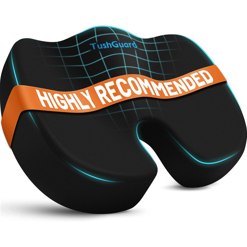 TushGuard Seat Cushion for Office Chair Memory Foam NonSlip Cushion Back Relief Chair Pad Butt Pillow for Office Car Computer Desk Black XLarge