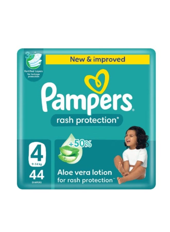 Rash Protection Size 4 Taped Diapers 9-14 Kg Jumbo Pack 44 Count