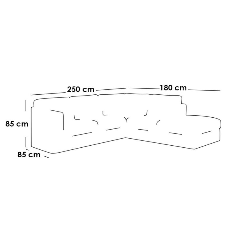Betak Corner sofa 85 x 180 x 85 x 250 cm - gray - Image 2
