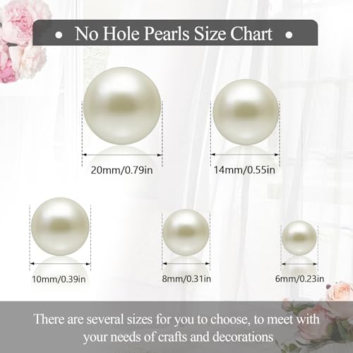 Towenm 20MM Ivory Pearls for Crafting, 70PCS Big Size No Hole Pearl Beads for Vase Filler, Faux ABS Round Pearls for Floating Candles Centerpieces Vases Makeup Brush Holder, Jewelry Making, Clothes - Image 3