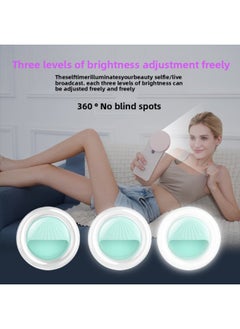 General LED Mobile Phone Fill Light Mobile Phone Beauty Fill Light Live Selfie Fill Light Round Fill Light Battery RK34S-Color:RK34S Dry Cell White  - Image 5