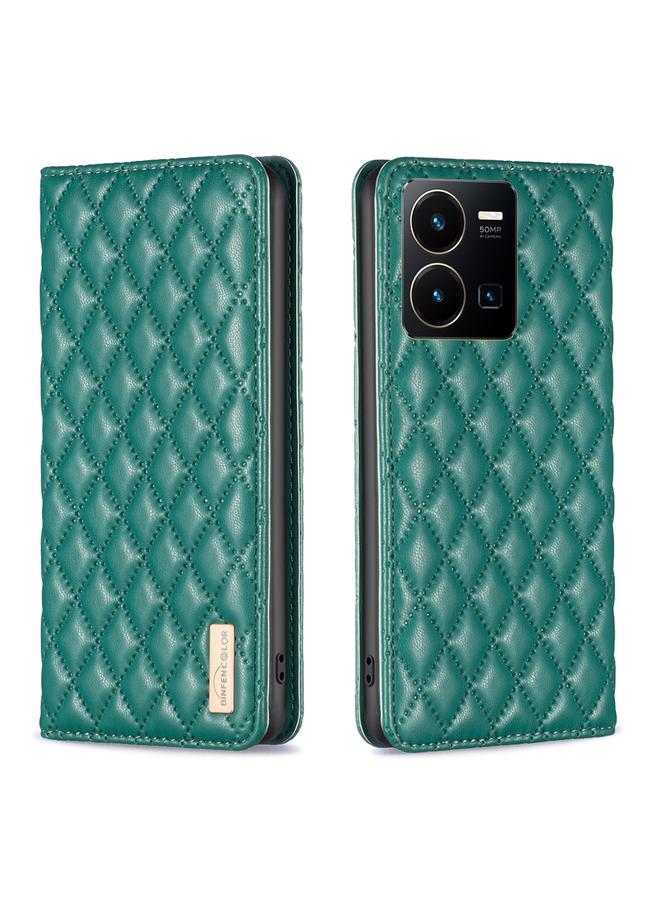 erorex Case For vivo Y35 4G / Y22s Diamond Lattice Magnetic Leather Flip Phone Case - Image 1