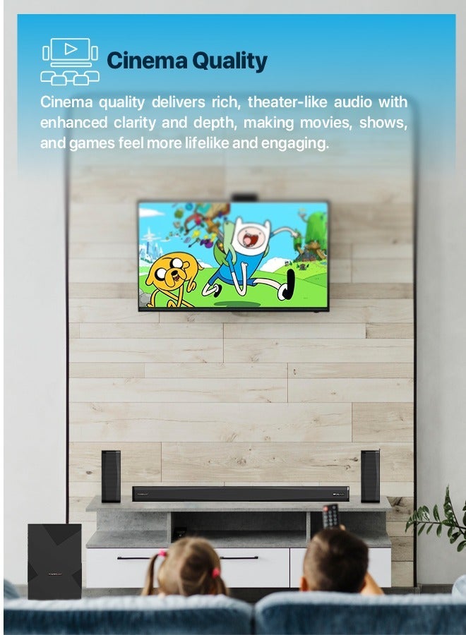 باورولوجي شريط صوت مسرح منزلي لاسلكي 5.1 قناة صوت غامر دولبي 5.1، طاقة صوتية قصوى 370 واط ، مكبر صوت قوي 6.5 بوصة، جودة سينمائية، بلوتوث 5.0، شاشة LED - أسود - Image 2