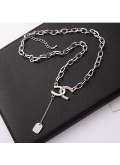 High-end sense letter titanium steel necklace female couple double-layer non-fading exquisite Joker Pearl sweater chain jewelry wholesale F068 double C necklace