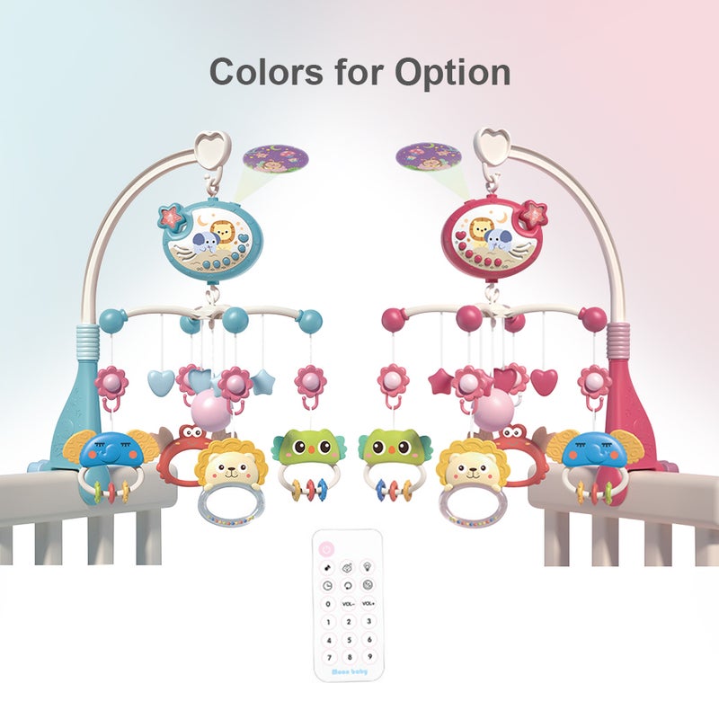 Cute Baby Crib Mobile with Music Lights Star Projection Hanging Rotating Toys Baby Crib Toys with Remote Contorl Infant Bed Decoration for Baby Boys Girls - Image 2