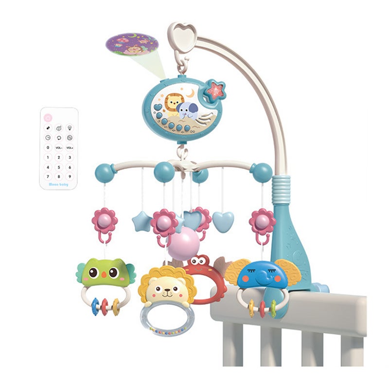 Cute Baby Crib Mobile with Music Lights Star Projection Hanging Rotating Toys Baby Crib Toys with Remote Contorl Infant Bed Decoration for Baby Boys Girls - Image 1