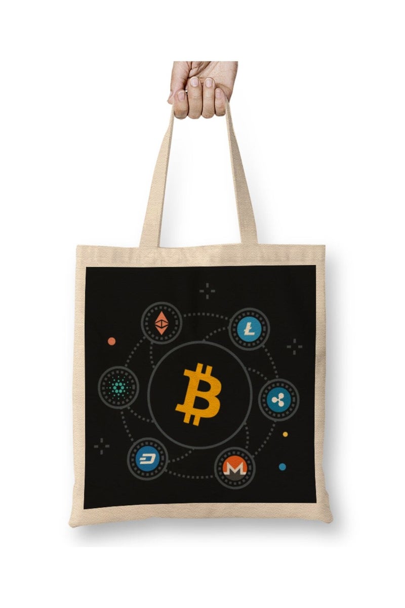 Crypto Love Support Bitcoin Crypto Cloth Bag Long Handle