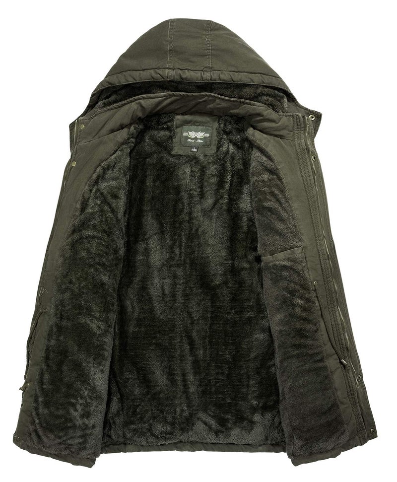 JYG Men's Winter Casual Military Parka Jacket with Removable Hood (US L, Army) - Image 3