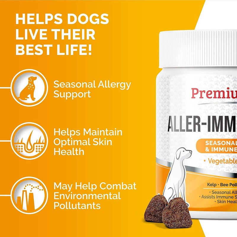 PREMIUM CARE Itch Relief for Dogs - 120 Allergy Chews for Dogs - Anti Itch Seasonal Support for Pets Itchy Skin Relief Skin Health Support with Colostrum, Vitamin C, Omega and Bee Pollen - Image 2