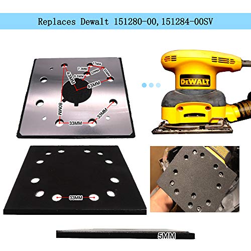 Taokyid Sander Replacement Pad, 1/4 Sheet, 8 Hole Stick on Square Sanding Pad Replaces Dewalt 151280-00, 151284-00SV, Fits Black & Decker, Dewalt and Porter Cable Sanders - Image 3